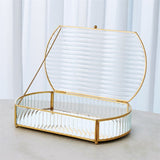 Reeded Glass Oval Box-Lg