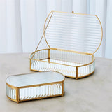 Reeded Glass Oval Box-Lg