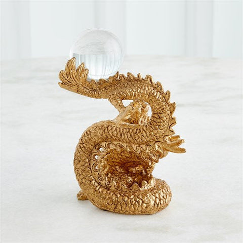 Dragon Holding Sphere-Gold Leaf