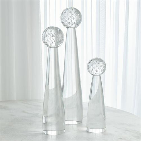 Tower Sphere Obelisk-Spiral Sphere w/Clear Stem-Sm