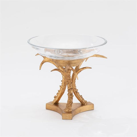 Bowl Holder W/Glass-Gold