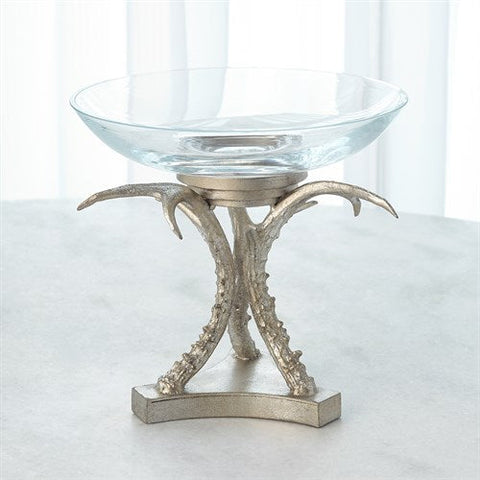 Bowl Holder W/Glass-Silver