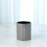 Striped Cylinder Vase-Black/White-Short