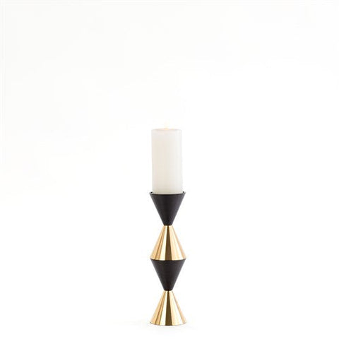 Italian Diamond Candle Holder-Bronze/Brass-Sm